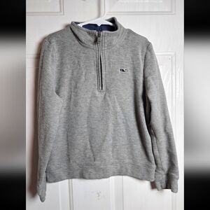 Vineyard Vines Boys Quarter Zip Pullover Size 7 Gray Whale Logo